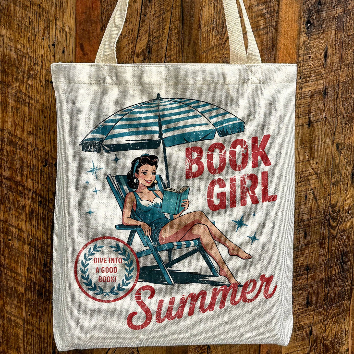 Book Girl Summer Tote Bag – Vintage Reading Beach Tote